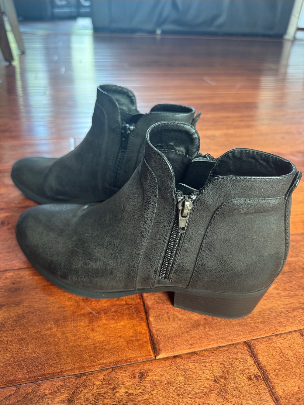 MIA Black Leather-Look Ankle Booties with Side Zipper 8